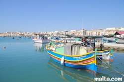 Maltese fishing boats onshore in Marsaxlokk