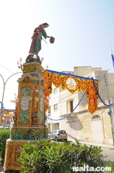 Decorative statue in the street of Tarxien for the feast