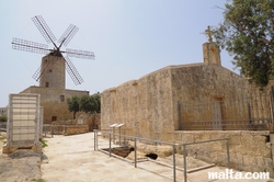 Church of St Andrew and the xarolla Windmill of Zurrieq