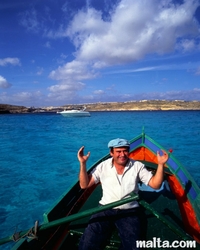 fisherman in the blue lagoon of Comino