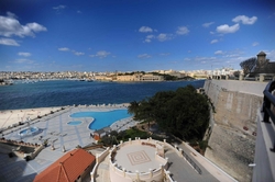 View of the pool and the Harbour from  the Excelsior Hotel Valletta
