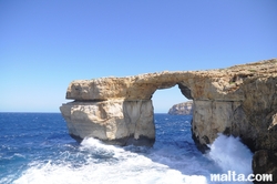 Azur Window and the sea of the sea of the Dwejra bay in Gozo