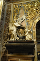 angel with trumpet in St. john's cathedral valletta