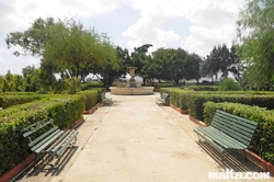 Alley and bench in the Argotti Botanical park in Floriana Alley and bench in the Argotti Botanical park in Floriana