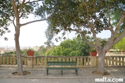 Bench on the piazza of the Argotti Botanical park in Floriana