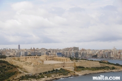 view of fort st angelo from hastings garden valletta