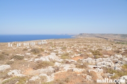 View of the Majjistral nature Park of Malta and beehives