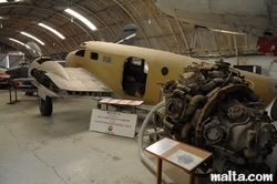Wreck plane and engine in the Malta Aviation Museum