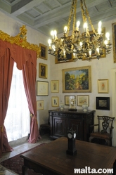 The Porphyry room of the Casa Rocca Piccola in Valletta