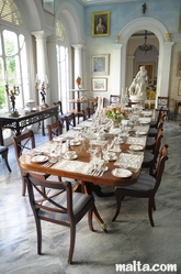 The summer Dining Room of the Casa Rocca Piccola in Valletta