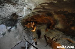 Path inside the Ghar Dalam Cave in Birzebbuga