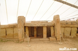 megalithic construction at equinoce and solstice orientated doorway at Mnajdra Temples near Qrendi