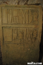 carved stone in the St Paul's Catacombs in Rabat
