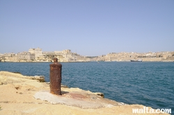 View of Fort San Angelo and Valletta in the background