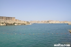 View of Valletta from the Rinella Bay in Kalkara