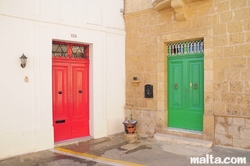 traditionnal Maltese colorful house doors in Lija