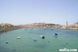 blue water of the Bay of Marsascala