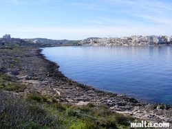 Qawra front the beach