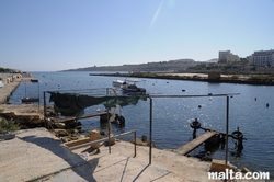 Small boats in the salines of Qawra