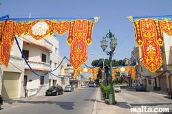 Decorated street of Tarxien for the feast Decorated street of Tarxien for the feast