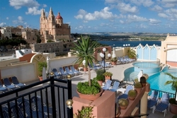 sundeck and view from the Pergola Hotel