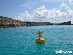 The blue lagoon and Comino from the sea
