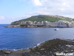 Marsalforn bay and the sea Marsalforn bay and the sea