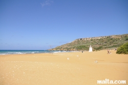 Orange sand of the Ramla Bay Gozo