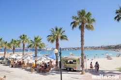 palms and snack bar in pretty bay