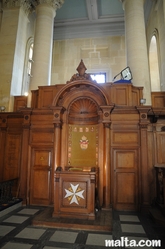 high-backed chair in St Paul Anglican Church Valletta