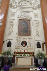 side altar of  the Carmelite basilica of Valletta