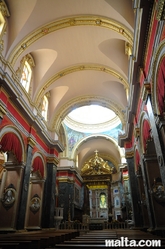 Interior and altar of Senglea parish church