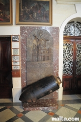 second world war bomb replica in Mosta Dome