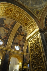 ceilind and pillar detail in St. john's cathedral valletta