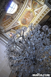 chandelier and ceiling fresco at the Cittadella Cathedral in Victoria Gozo