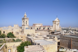 tower and front of the Cittadella Cathedral in Victoria Gozo