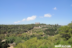 View of the Verdala palace from the Buskett Gardens view point