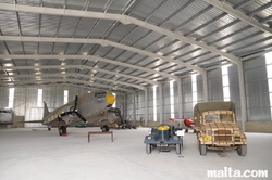 Big hangar in the Malta Aviation Museum
