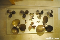 Various metal propellers in the Maritime Museum in Victoriosa