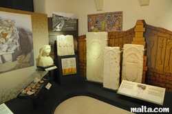 medieval sandstone carvings at the  Museum of Archaeology Victoria Gozo
