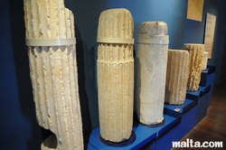 Limestone and marble columns in the Domus Romana Museum of Rabat