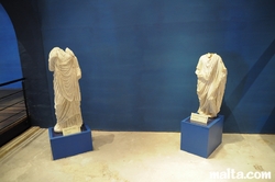 Marble statues in the Domus Romana Museum of Rabat Marble statues in the Domus Romana Museum of Rabat