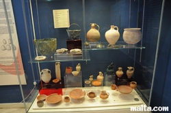 Pottery collection inside the domus Romana in Rabat
