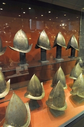 helmets in the palace armoury in valletta