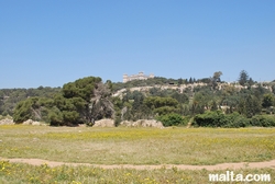 Verdala Palace and fields of Buskett Gardens