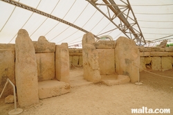 limestone megalithic construction at equinoce and solstice orientated doorway at Mnajdra Temples near Qrendi