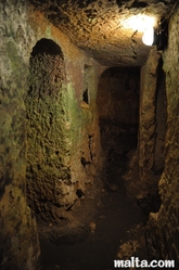 molded corridor in the St Paul's Catacombs in Rabat