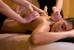 Back massage at the myoka 5 senses spa.