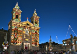 church decorated for maltese festa