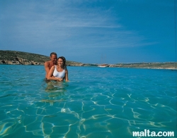 Water of the blue lagoon in comino